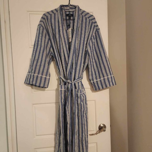 Striped Cotton Robe - Sterling - Picture 3 of 5